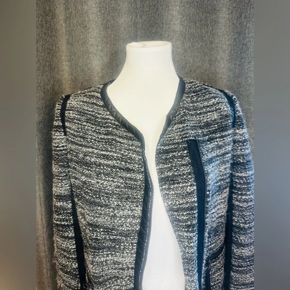 Rebecca Taylor Black & White Tweed Moto Jacket | Size 6